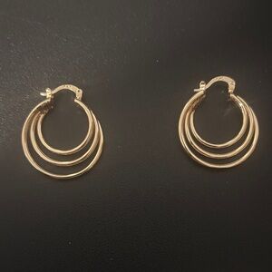 New Gold Tone Triple Hoop Dangle Earrings - Women Jewelry